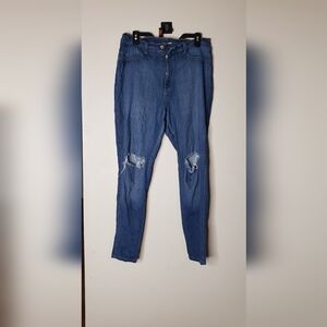 Fashion Nova Blue Skinny Distressed Jeans